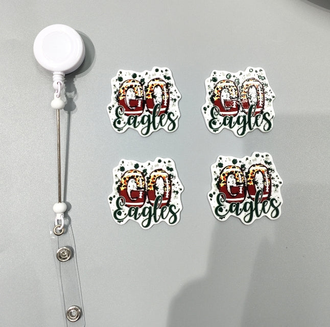 Wholesale 10pcs/Pack TLeopard Print Rugby Ball DIY Acrylic Flatbacks for Badge Reels Keychains